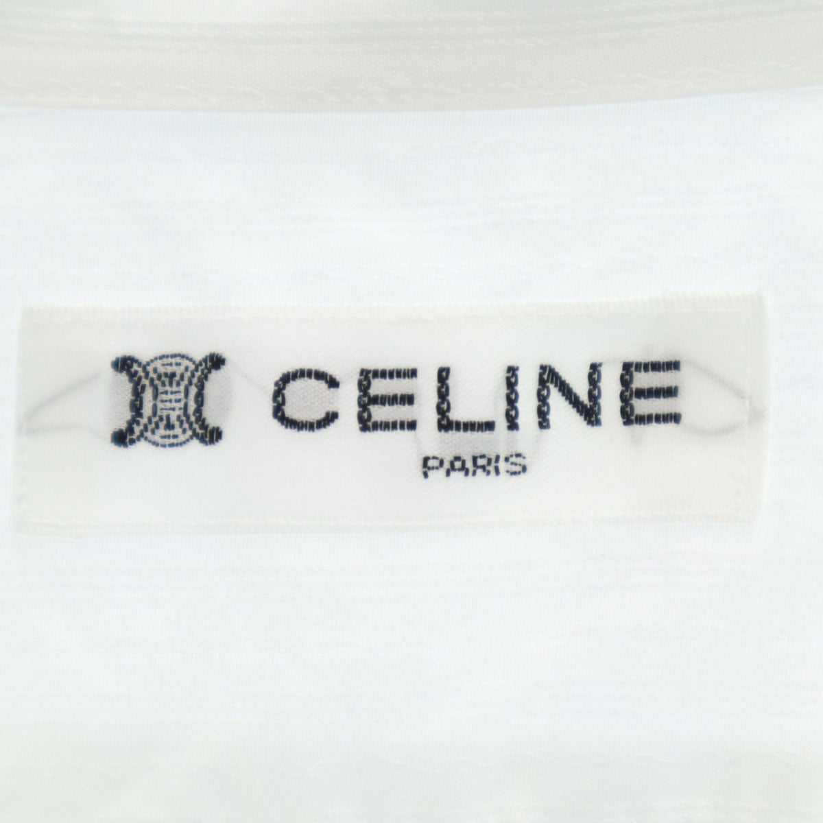 CELINE セリーヌ ストライプ柄 長袖 コットンシャツ ホワイト メンズ