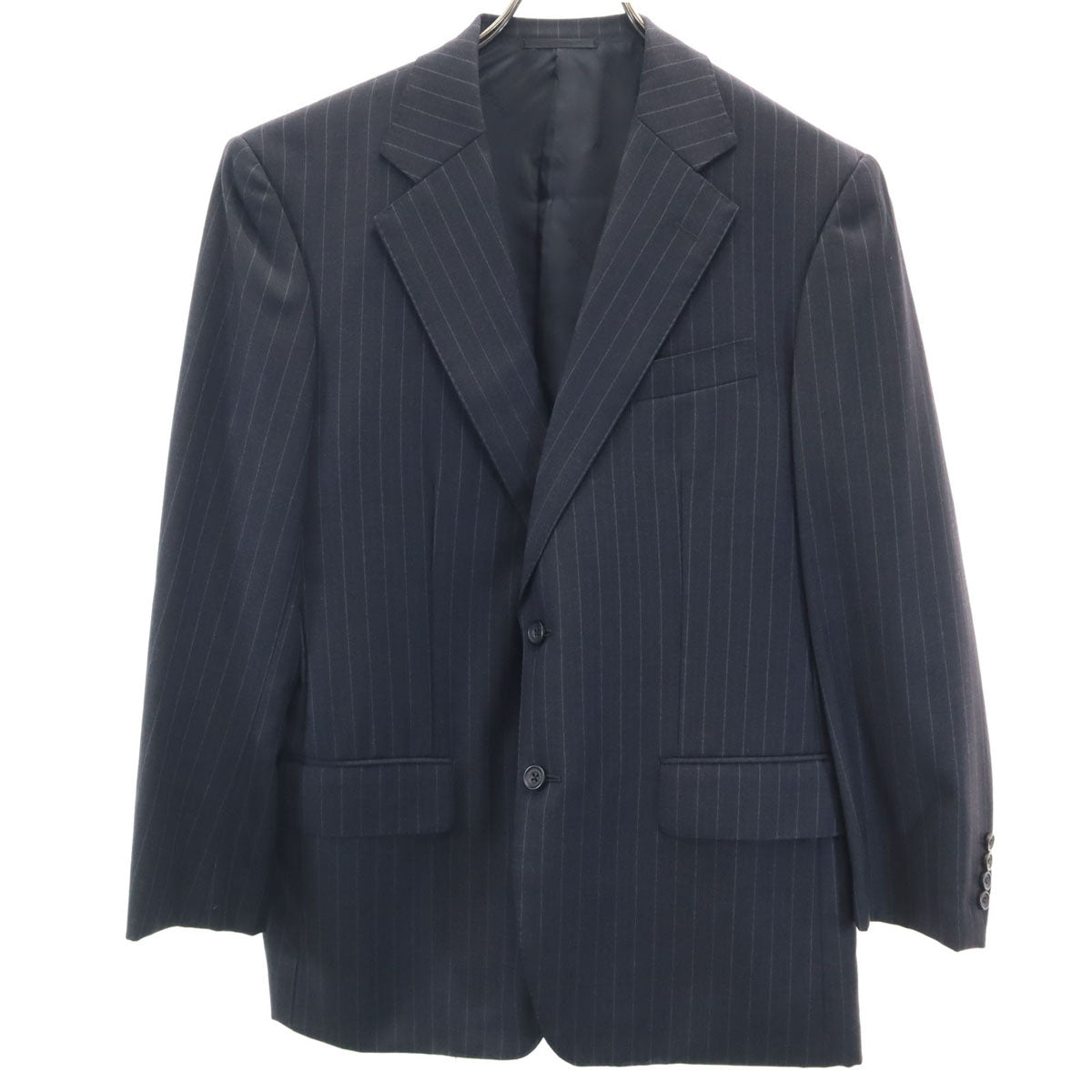 BURBERRY LONDON バーバリーロンドン 日本製 ウールブレンド ストライプ柄 テーラードジャケット 96-86-170 ブラック 三陽商会 メンズ