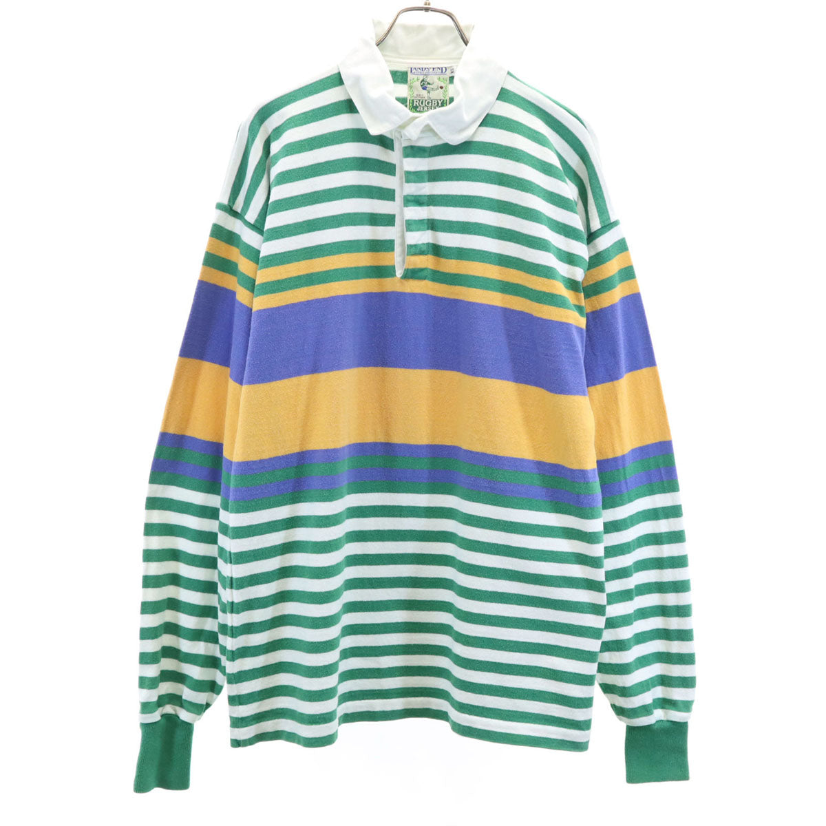 LANDS' END ランズエンド 80s ヴィンテージ ボーダー柄 長袖 ラガーシャツ XL メンズ