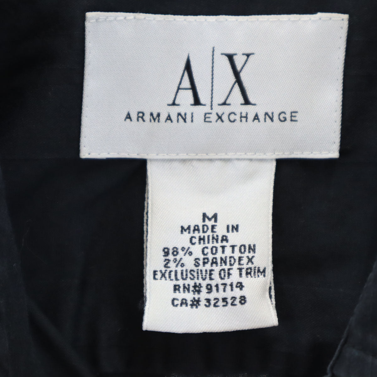 ARMANI EXCHANGE アルマーニエクスチェンジ 90s 00s オールド ストライプ柄 長袖 比翼 シャツ M ブラック レディース