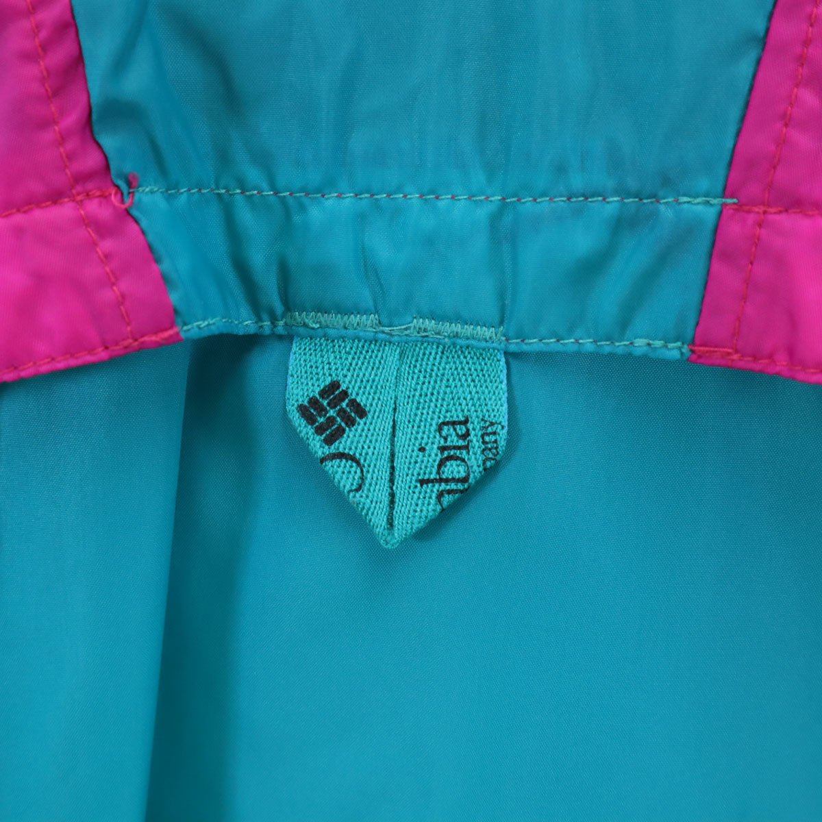 Columbia コロンビア 80s オールド ハーフジップ プルオーバー ナイロンジャケット L ターコイズ アノラック ポケッタブル アウトドア レディース