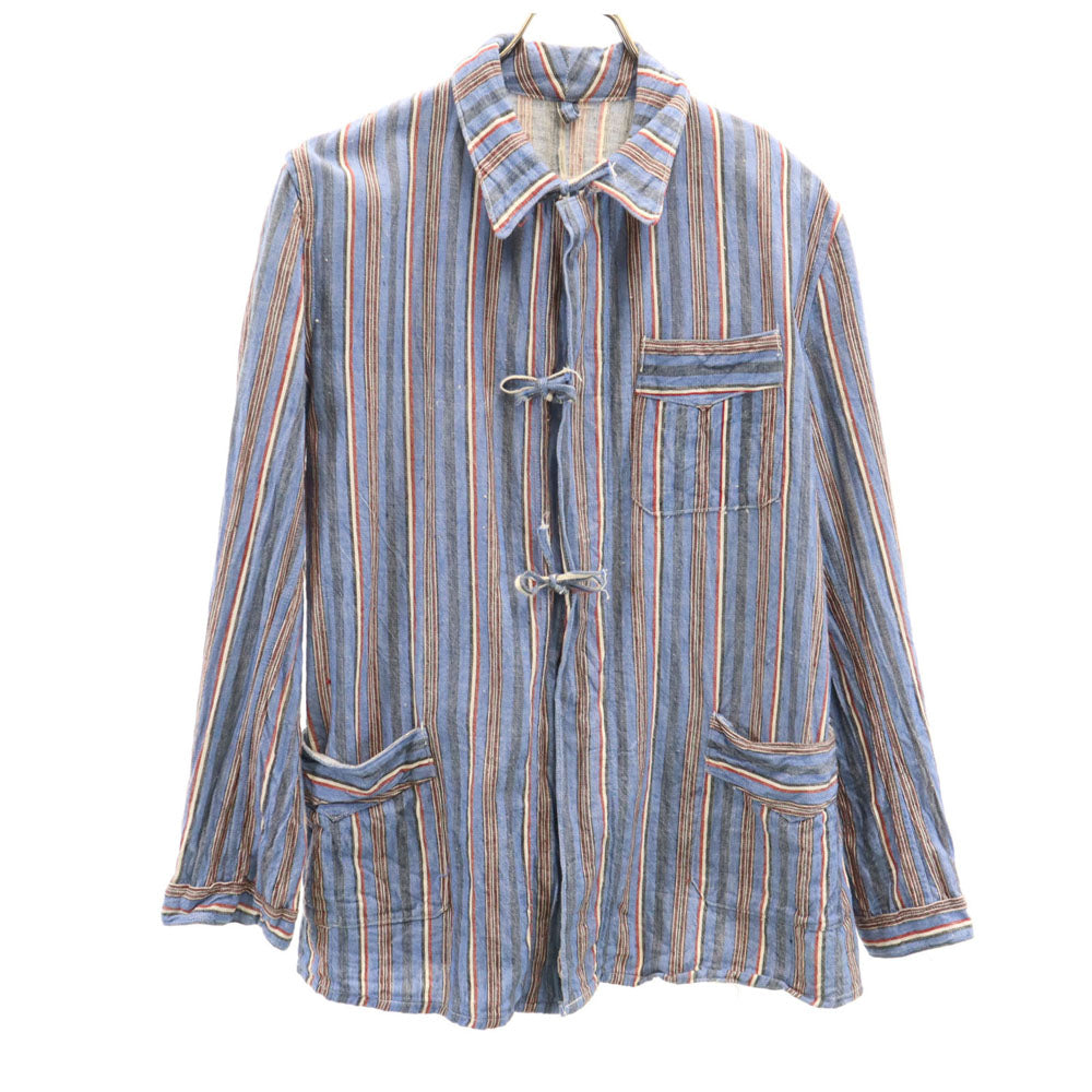 ブルガリア軍 60s ヴィンテージ ストライプ柄 長袖 スリーピング シャツ ブルー メンズ