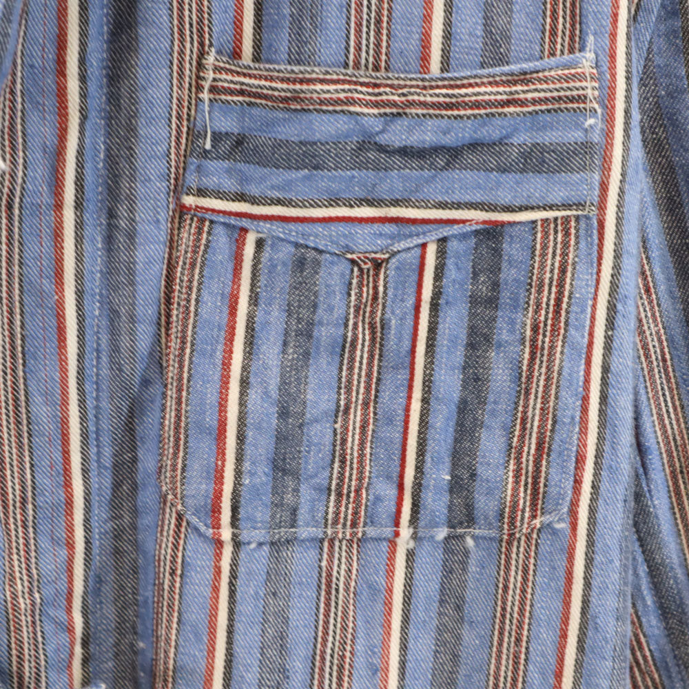 ブルガリア軍 60s ヴィンテージ ストライプ柄 長袖 スリーピング シャツ ブルー メンズ