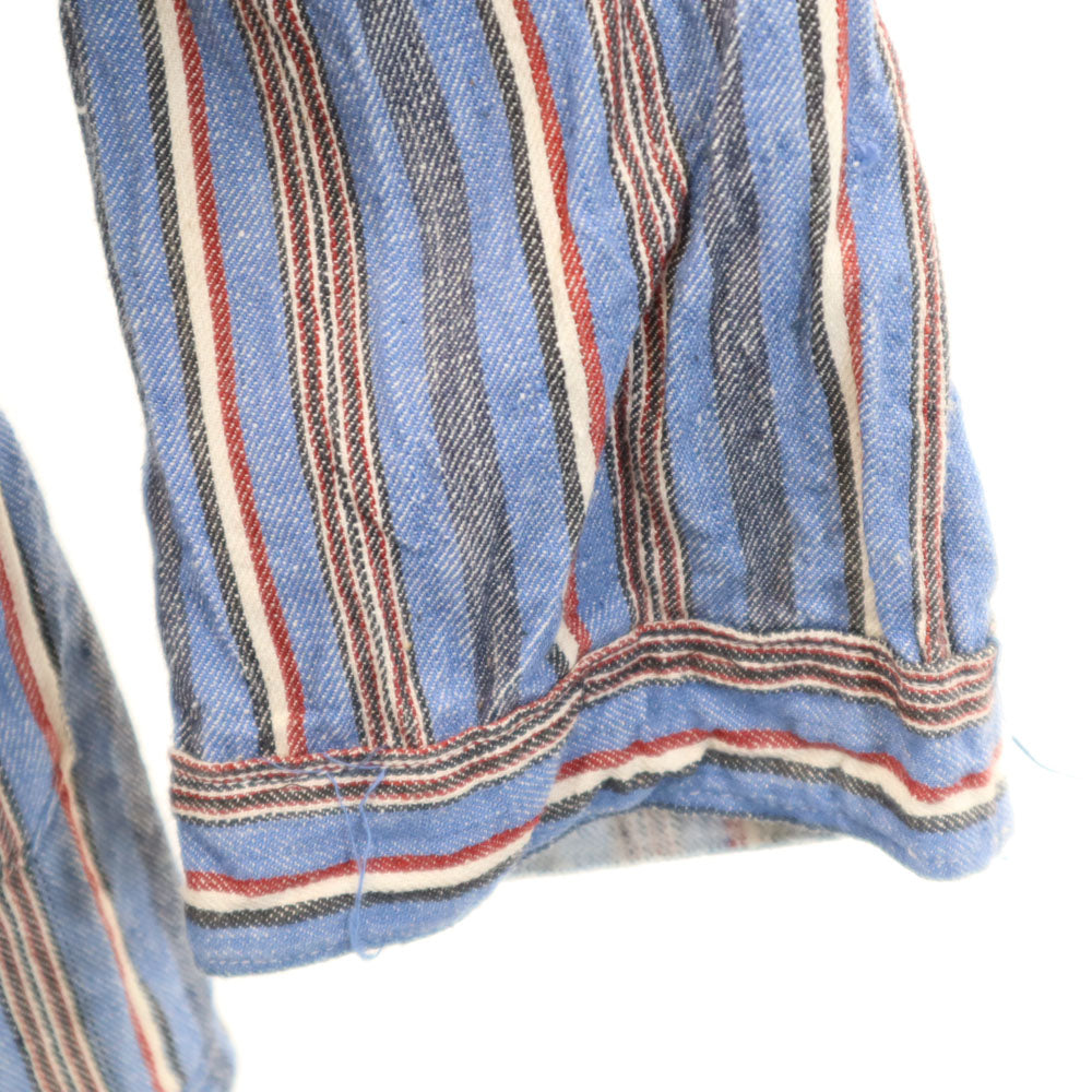 ブルガリア軍 60s ヴィンテージ ストライプ柄 長袖 スリーピング シャツ ブルー メンズ