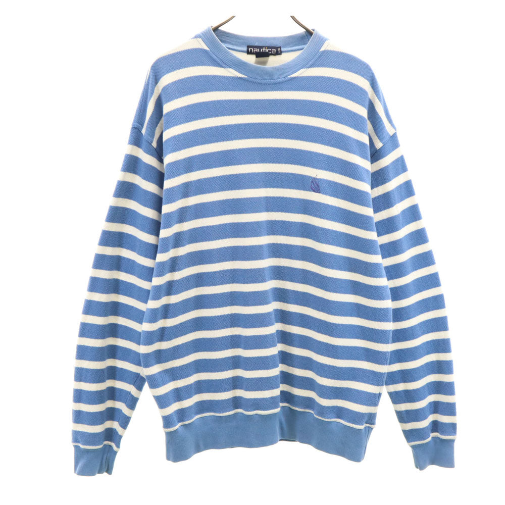 NAUTICA ノーティカ 90s オールド ボーダー柄 長袖 カットソー M ブルー ロンT メンズ