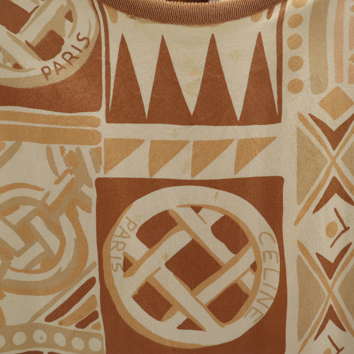 CELINE セリーヌ 90s オールド イタリア製 総柄 半袖 ニット 40 ベージュ レディース