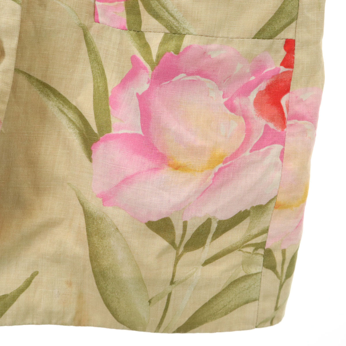 CELINE セリーヌ フランス製 花柄 コート 38 ベージュ レディース