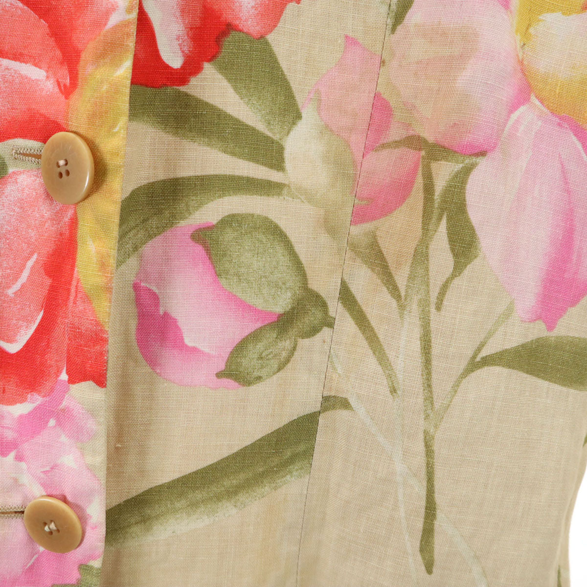 CELINE セリーヌ フランス製 花柄 コート 38 ベージュ レディース