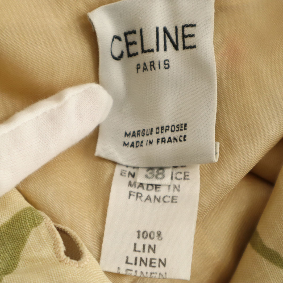 CELINE セリーヌ フランス製 花柄 コート 38 ベージュ レディース