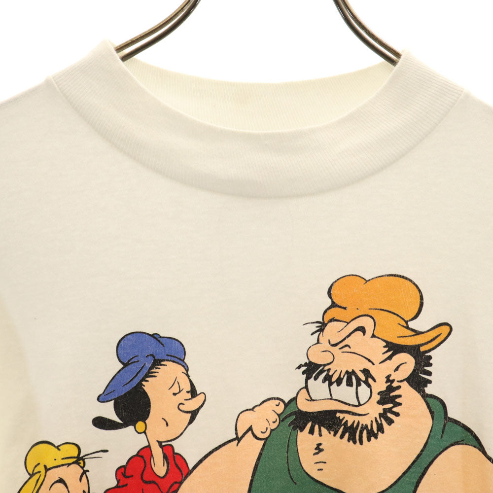 NJ CROCE 90s オールド USA製 長袖 ポパイ カットソー L ホワイト ロンT メンズ