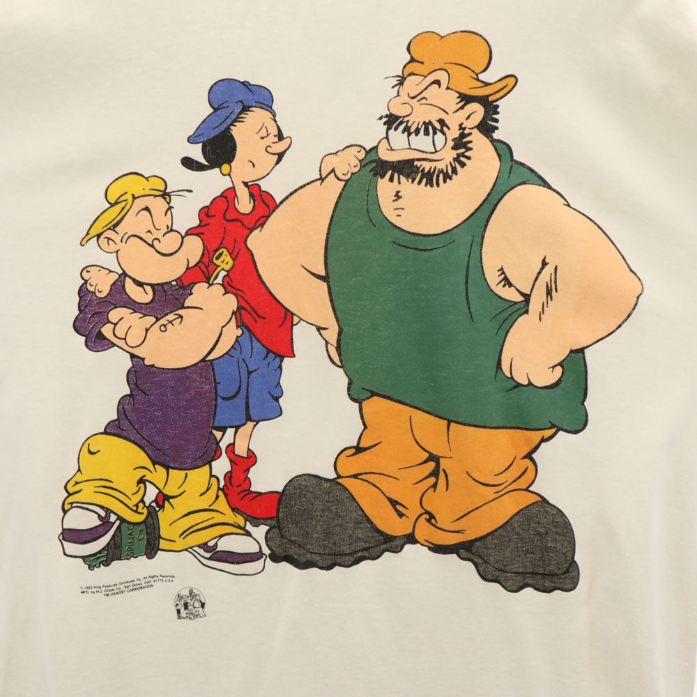 NJ CROCE 90s オールド USA製 長袖 ポパイ カットソー L ホワイト ロンT メンズ