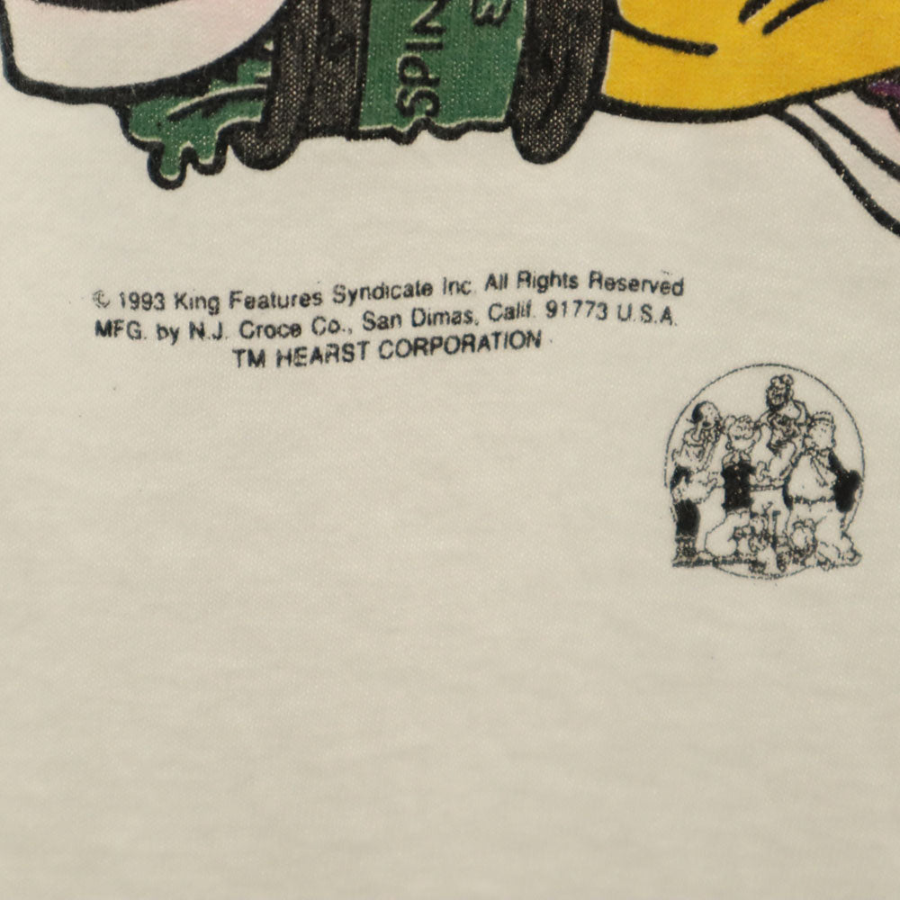 NJ CROCE 90s オールド USA製 長袖 ポパイ カットソー L ホワイト ロンT メンズ