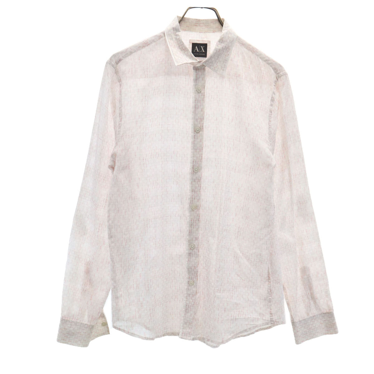 ARMANI EXCHANGE アルマーニエクスチェンジ 総柄 長袖 シャツ M 白×赤系 メンズ
