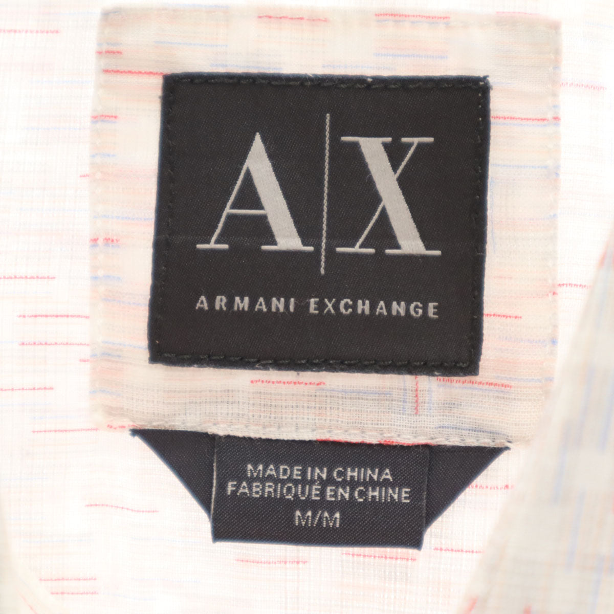 ARMANI EXCHANGE アルマーニエクスチェンジ 総柄 長袖 シャツ M 白×赤系 メンズ