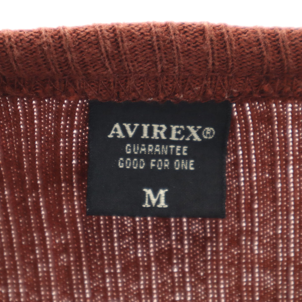 AVIREX アヴィレックス バックプリント 長袖 Vネック リブ Tシャツ M ブラウン系 ロンT メンズ