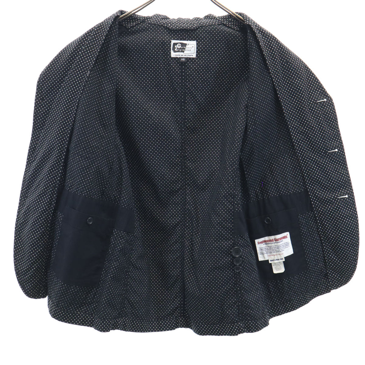ENGINEERED GARMENTS エンジニアドガーメンツ USA製 ドット柄 テーラードジャケット XS 黒 水玉 メンズ