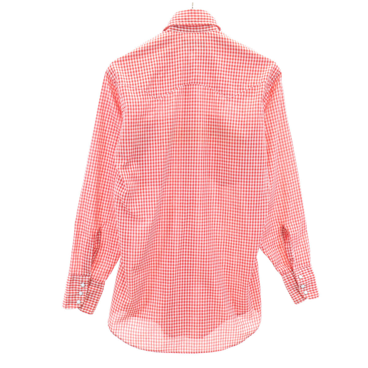 Levi's リーバイス 70s ヴィンテージ 衿芯 白タブ ギンガムチェック柄 長袖 ウエスタンシャツ S レッド メンズ
