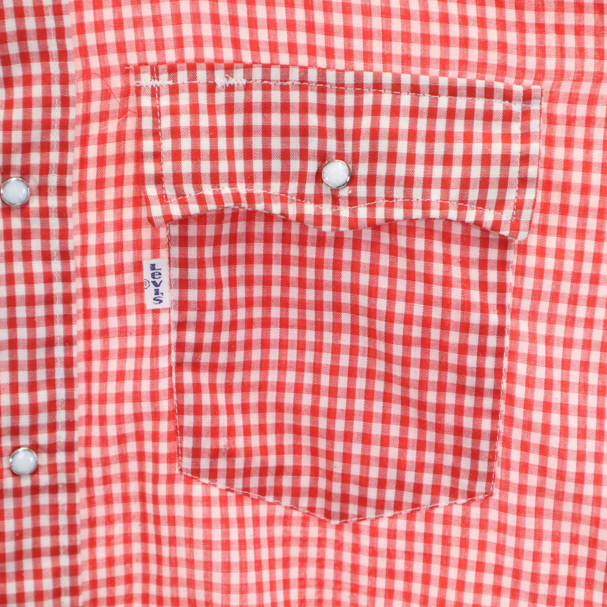 Levi's リーバイス 70s ヴィンテージ 衿芯 白タブ ギンガムチェック柄 長袖 ウエスタンシャツ S レッド メンズ