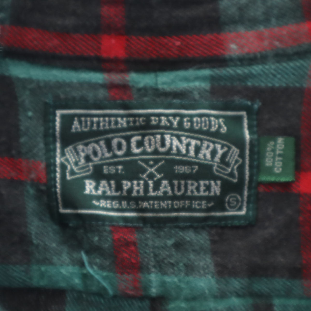 POLO COUNTRY RALPH LAUREN ポロカントリー ラルフローレン 80s 90s オールド タータンチェック柄 長袖 コットンシャツ S グリーン メンズ