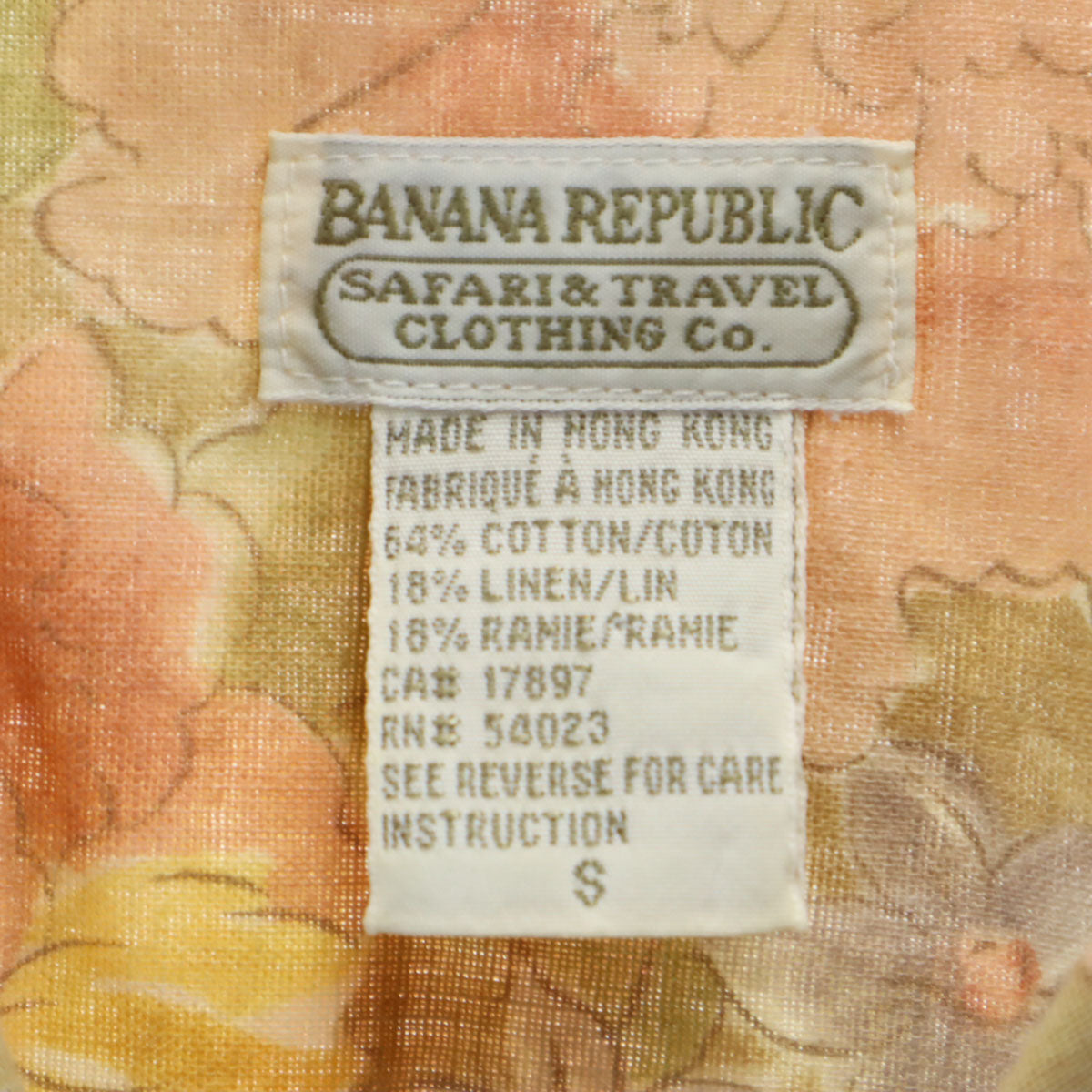Banana Republic バナナリパブリック 80s 90s オールド 花柄 長袖 オープンカラーシャツ S レディース
