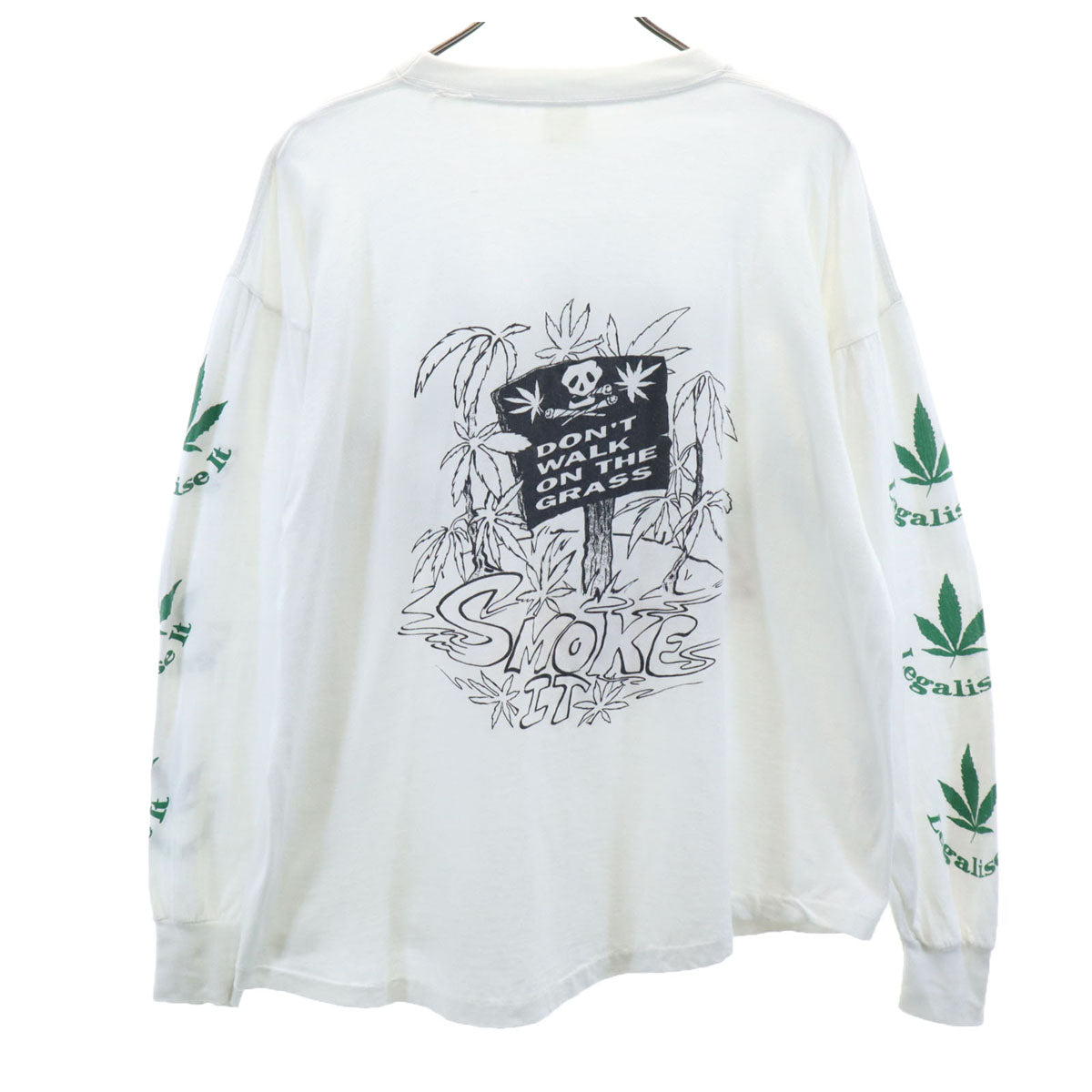 OLD オールド 90s 長袖 両面 プリントスカル Tシャツ XL ホワイト メンズ