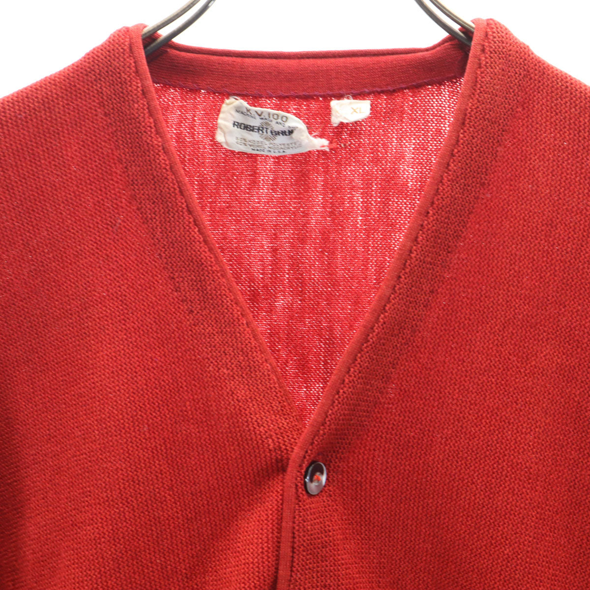 ロバートブルース 70s ヴィンテージ USA製 長袖 カーディガン XL レッド メンズ