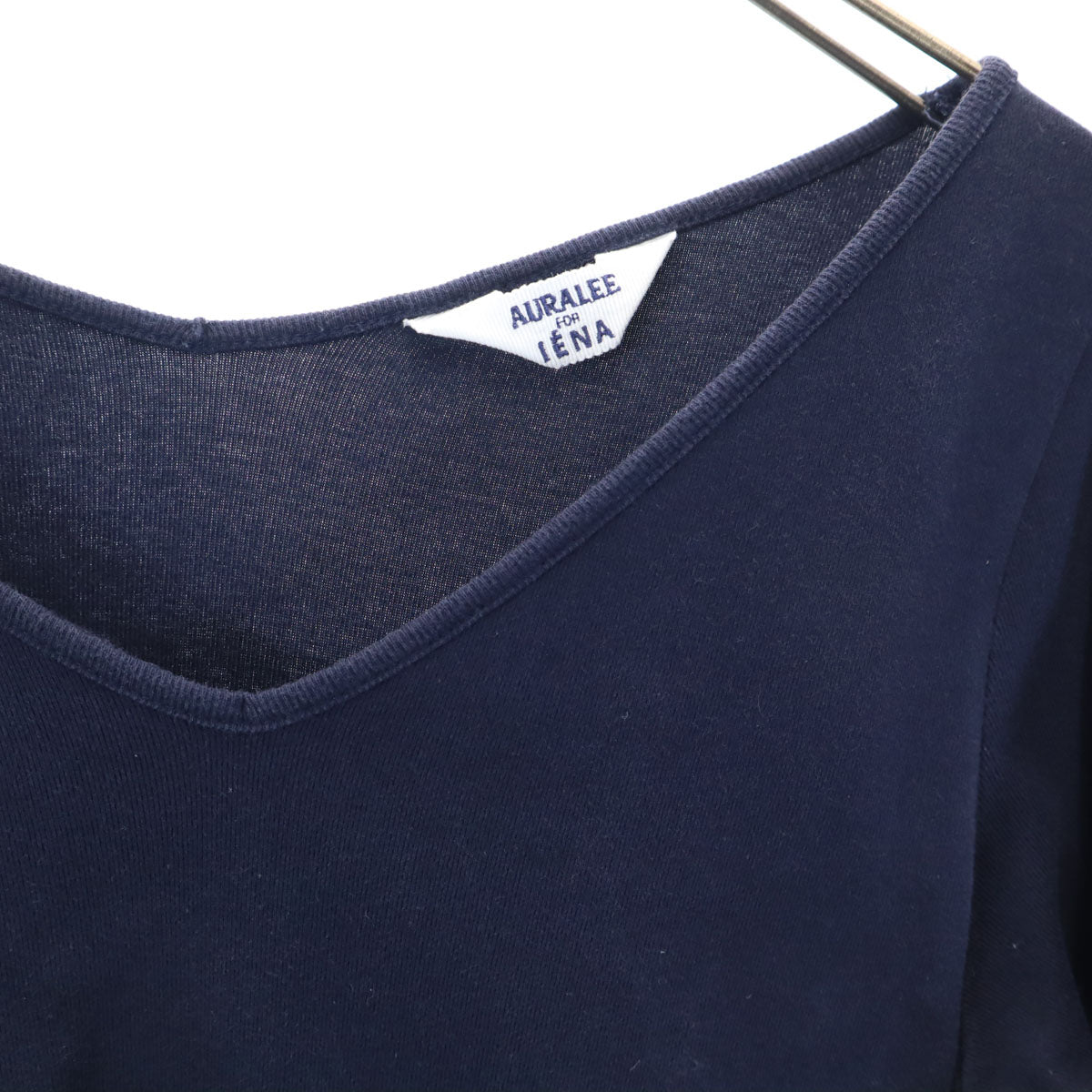 AURALEE オーラリー イエナ別注 長袖 Vネック カットソー 1 ネイビー ｘ IENA レディース