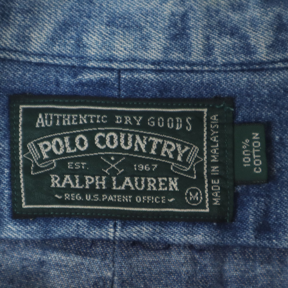 POLO COUNTRY RALPH LAUREN ポロカントリー ラルフローレン 80s 90s オールド 長袖 デニムシャツ M ブルー メンズ