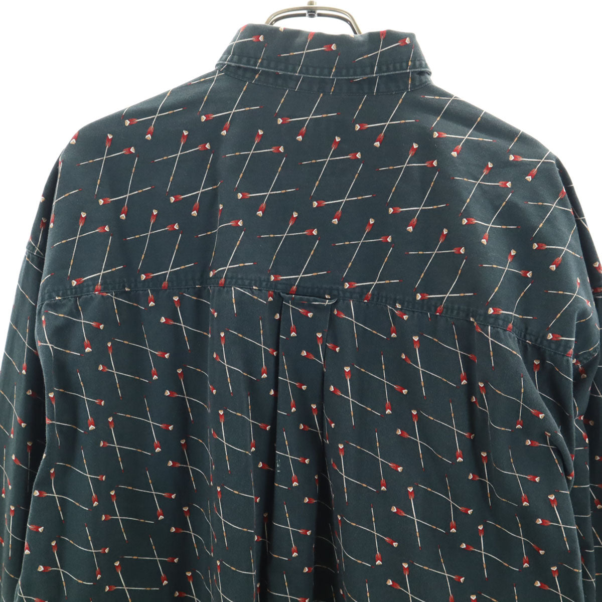 CHAPS RALPH LAUREN チャップスラルフローレン 80s ヴィンテージ 総柄 長袖 コットンシャツ L ダークグリーン メンズ