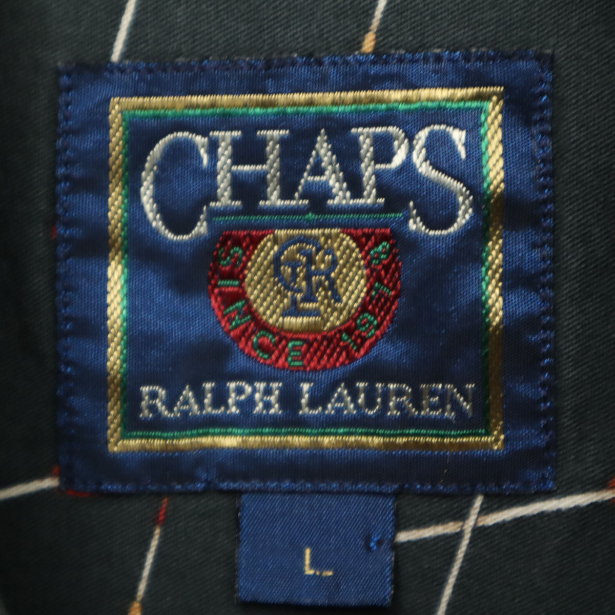 CHAPS RALPH LAUREN チャップスラルフローレン 80s ヴィンテージ 総柄 長袖 コットンシャツ L ダークグリーン メンズ
