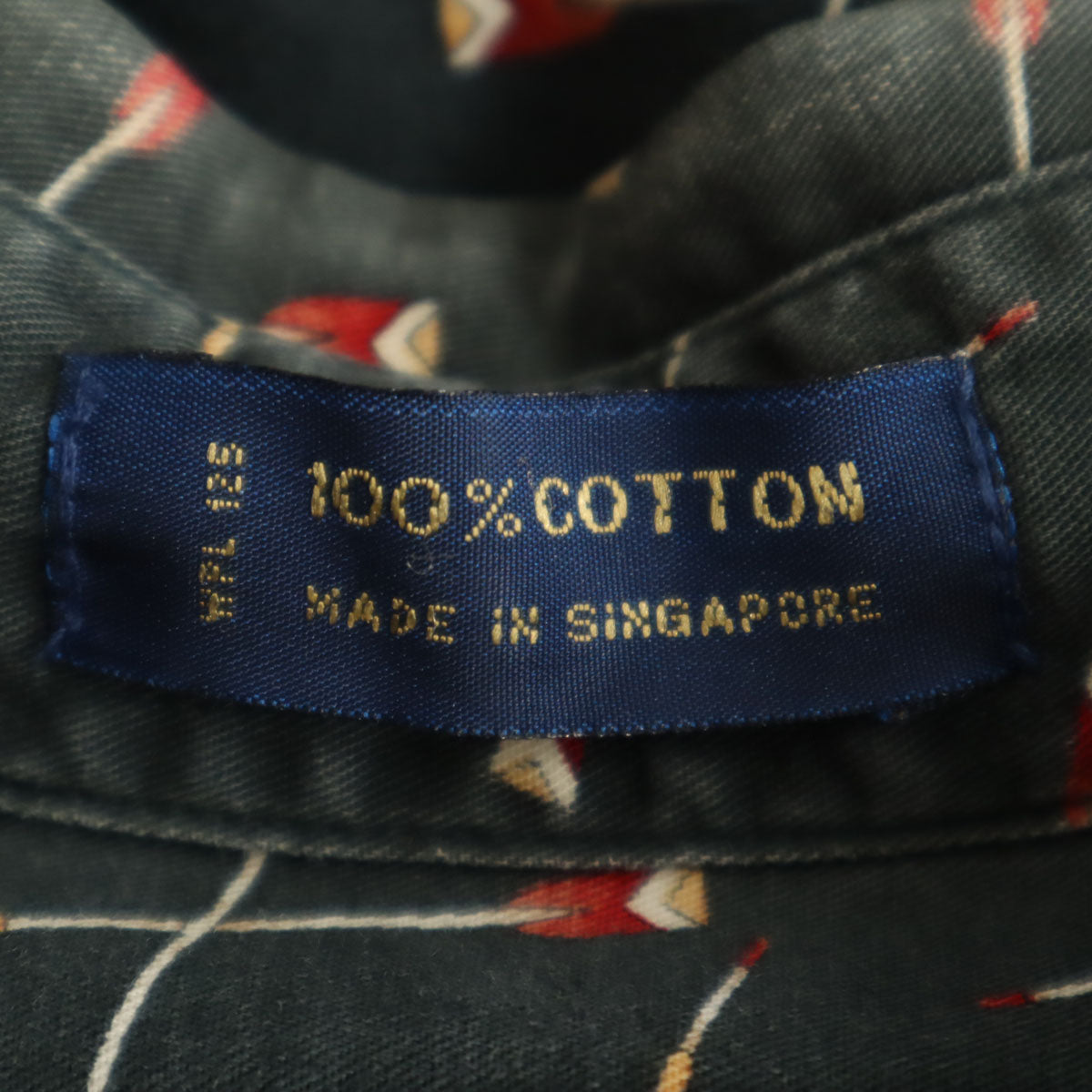 CHAPS RALPH LAUREN チャップスラルフローレン 80s ヴィンテージ 総柄 長袖 コットンシャツ L ダークグリーン メンズ