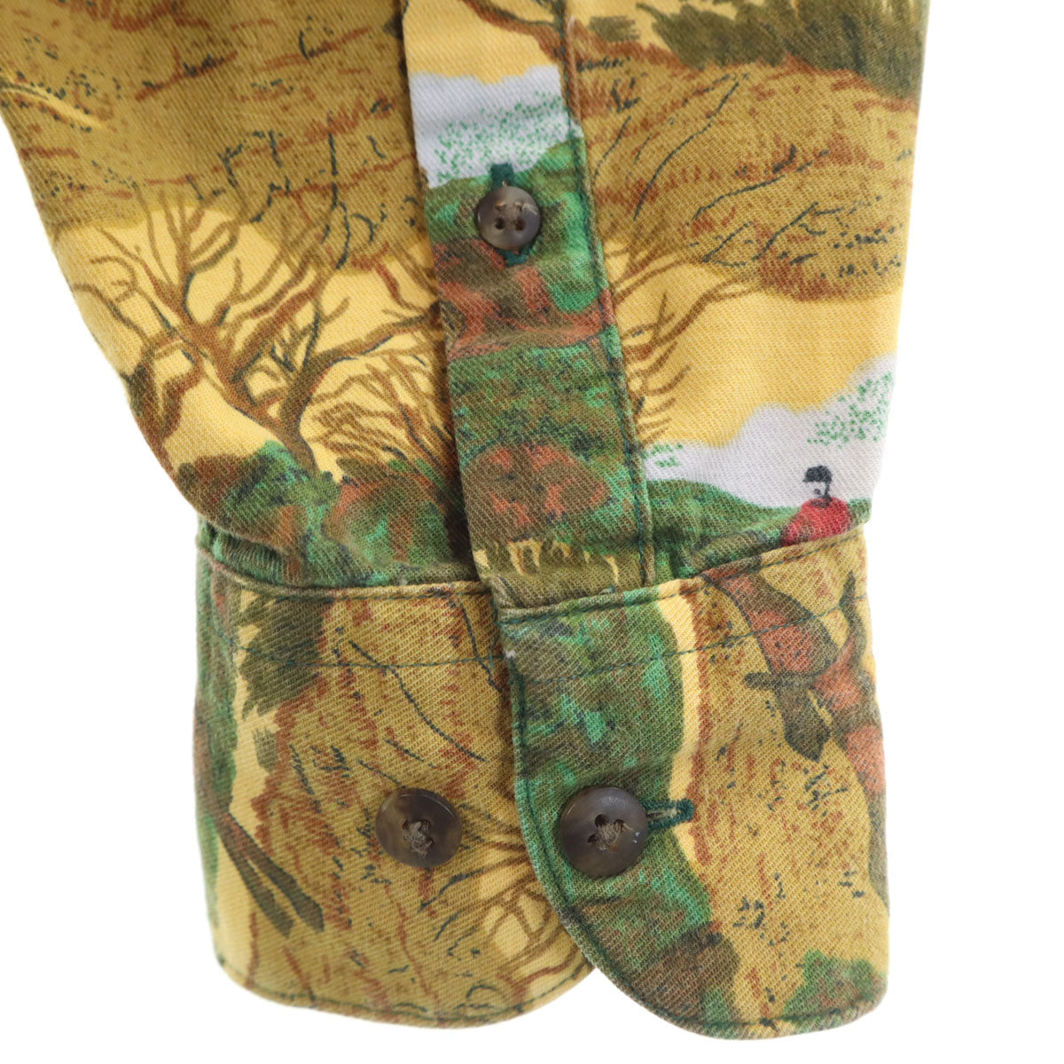 GAP ギャップ 90s オールド 紺タグ 総柄 長袖 コットンシャツ M イエロー メンズ