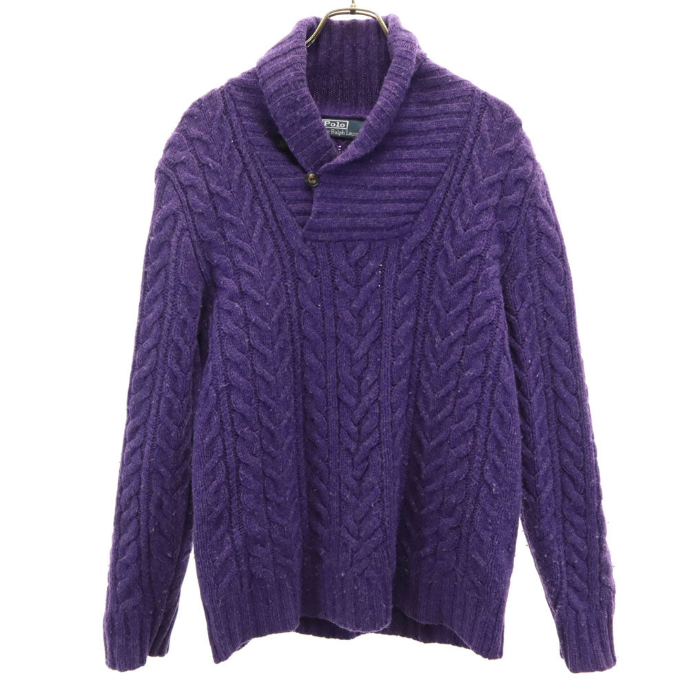 Polo by Ralph Lauren ポロバイラルフローレン ウールブレンド 長袖 ショールカラー セーター M パープル ニット メンズ