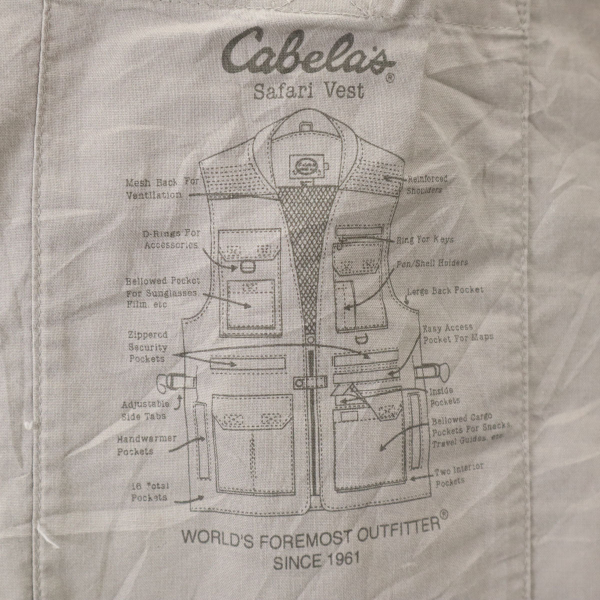 CABELA'S カベラス ビッグサイズ ノースリーブ フィッシング ベスト 4XL ベージュ サファリベスト メンズ