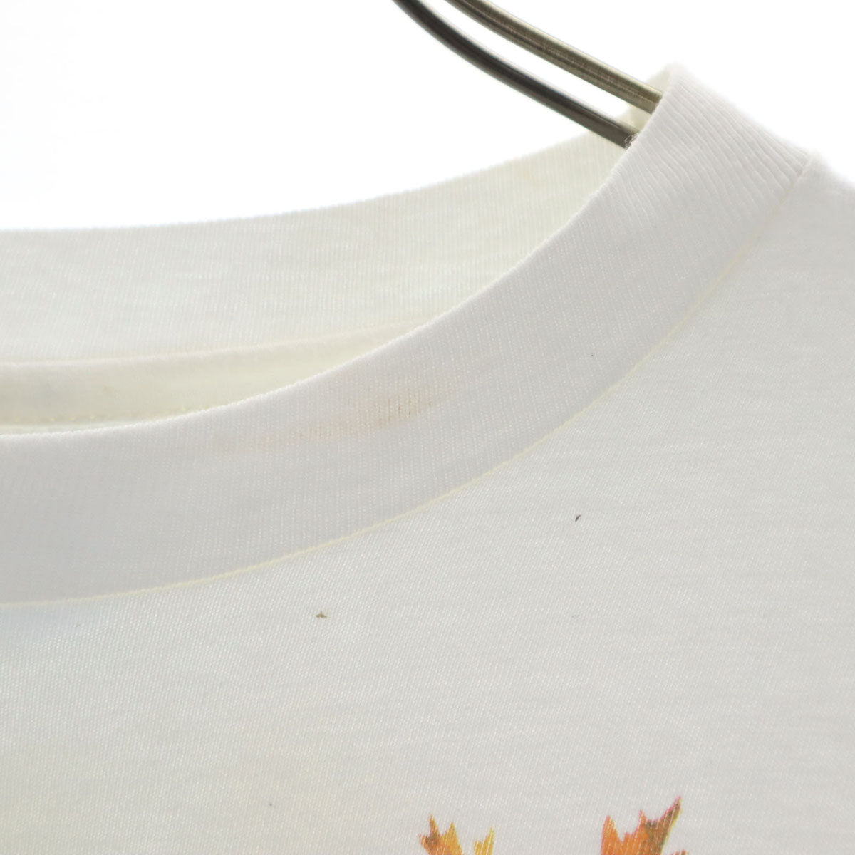 Hanes ヘインズ 90s オールド 染み込みプリント アニマル柄 花柄 長袖 Tシャツ L ホワイト メンズ