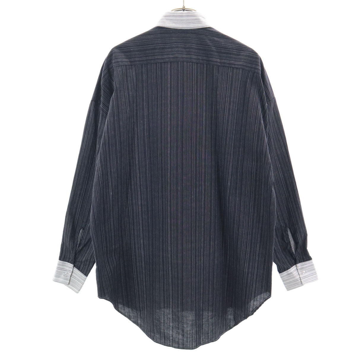 L&M FORMALS 70s ヴィンテージ ストライプ柄 長袖 ツートンカラー プリーツ ドレスシャツ グレー メンズ