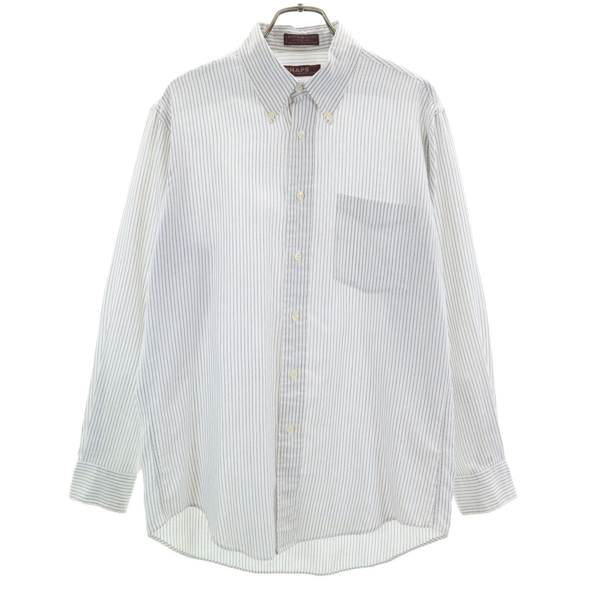Chaps by Ralph Lauren チャップスバイラルフローレン 70s ヴィンテージ ストライプ柄 長袖 ボタンダウンシャツ 151/2 ホワイト コットンシャツ メンズ