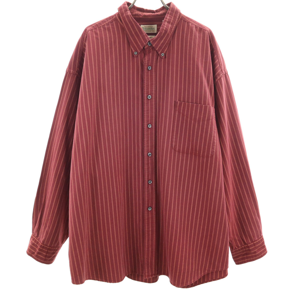 STJOHN’sBAY セントジョンズベイ 90s ビッグサイズ オールド ストライプ柄 長袖 コットンシャツ XXL レッド メンズ