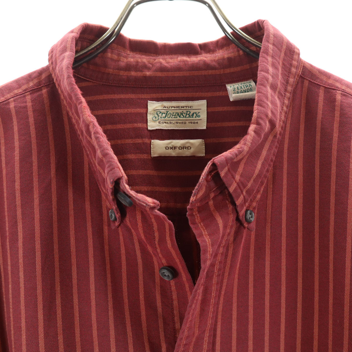 STJOHN’sBAY セントジョンズベイ 90s ビッグサイズ オールド ストライプ柄 長袖 コットンシャツ XXL レッド メンズ