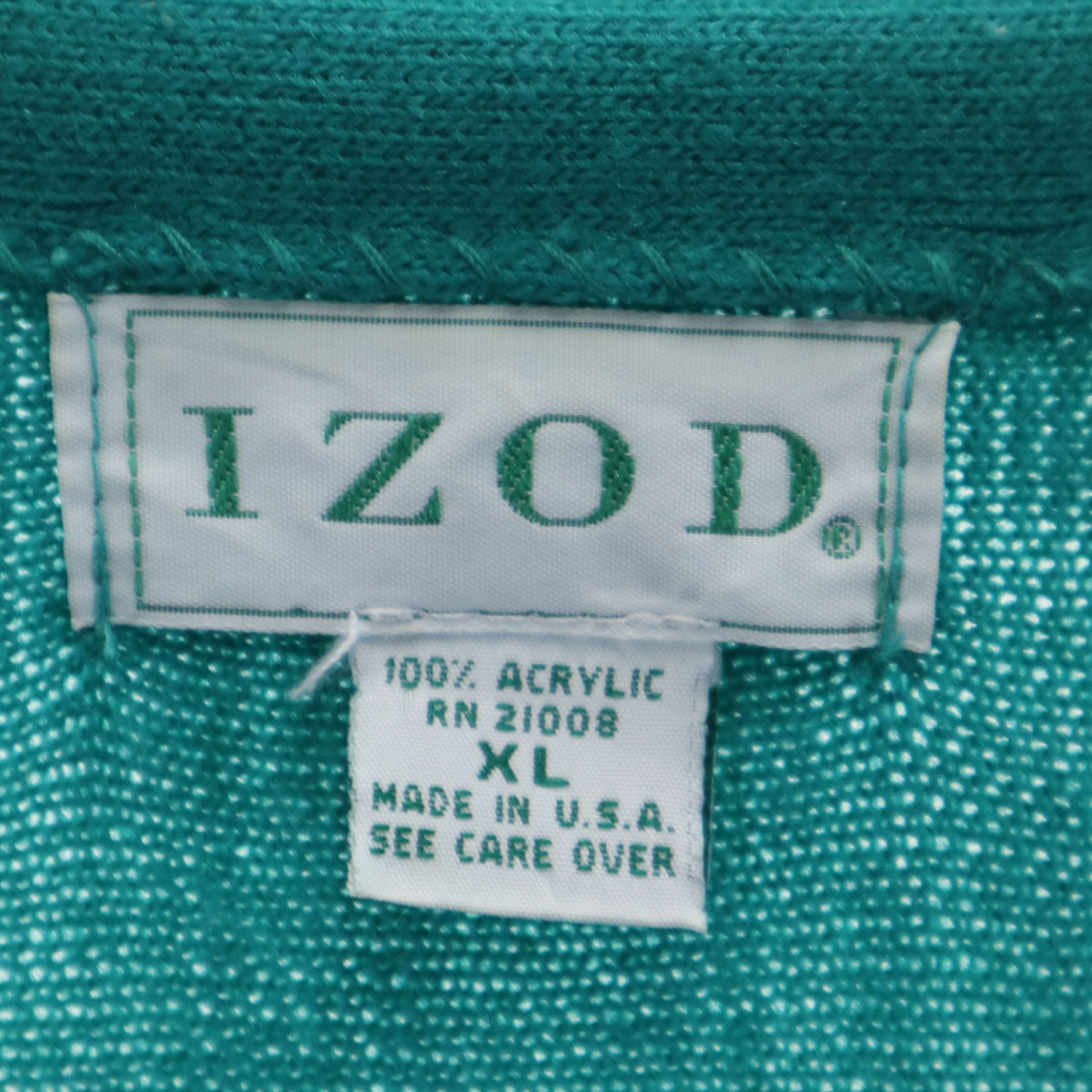 IZOD アイゾッド 90s オールド USA製 長袖 カーディガン XL グリーン メンズ