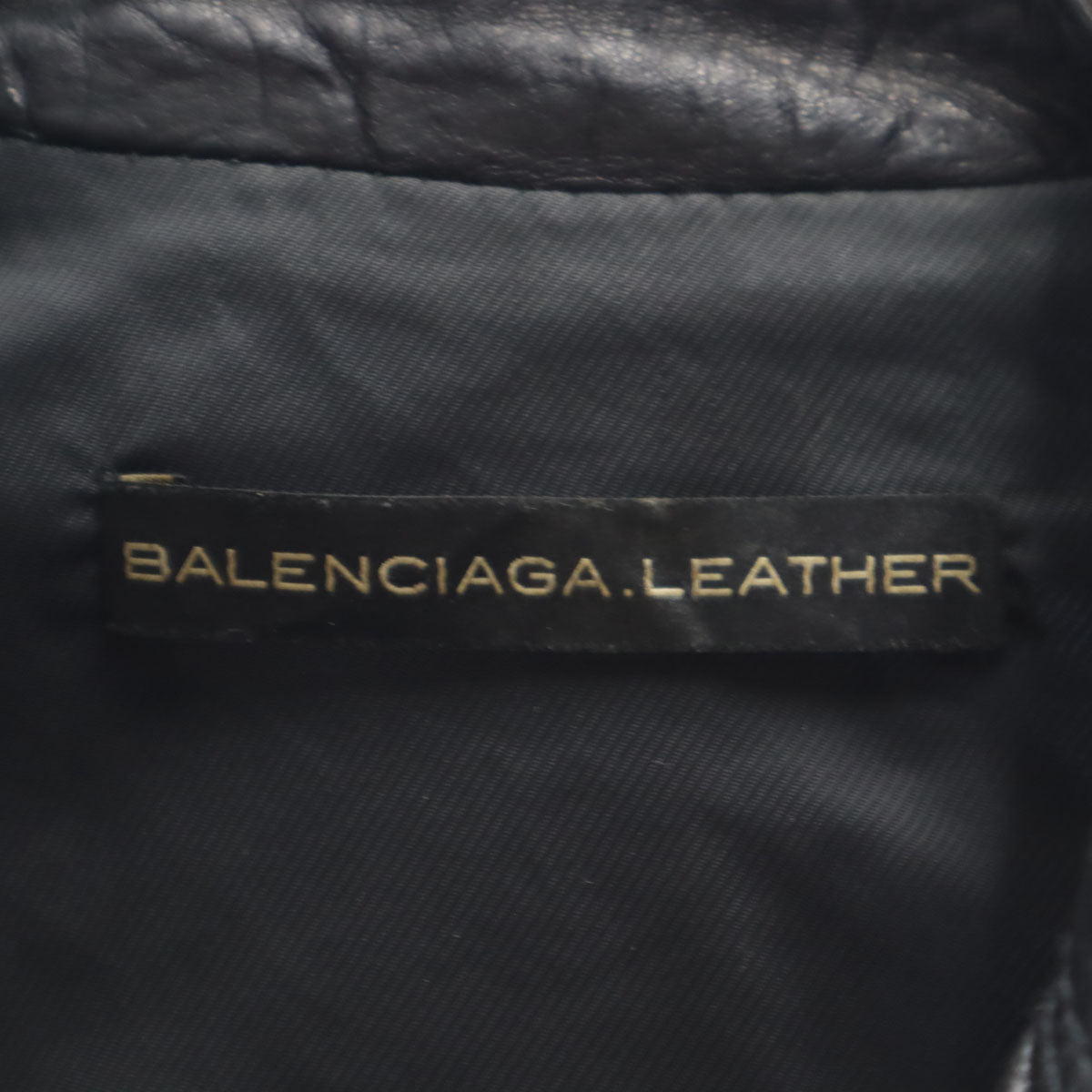 BALENCIAGA バレンシアガ フランス製 ラムレザー ダブルライダースジャケット 36 ブラック レディース