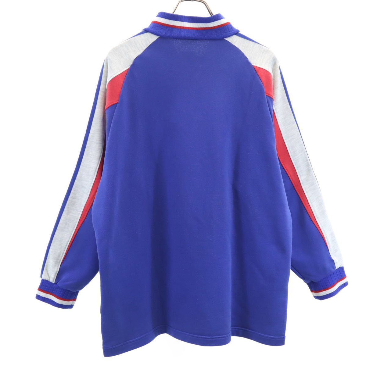 adidas アディダス 80s ヴィンテージ デサント製 トレフォイルロゴ 長袖 ハーフジップ スウェット M-L ブルー メンズ