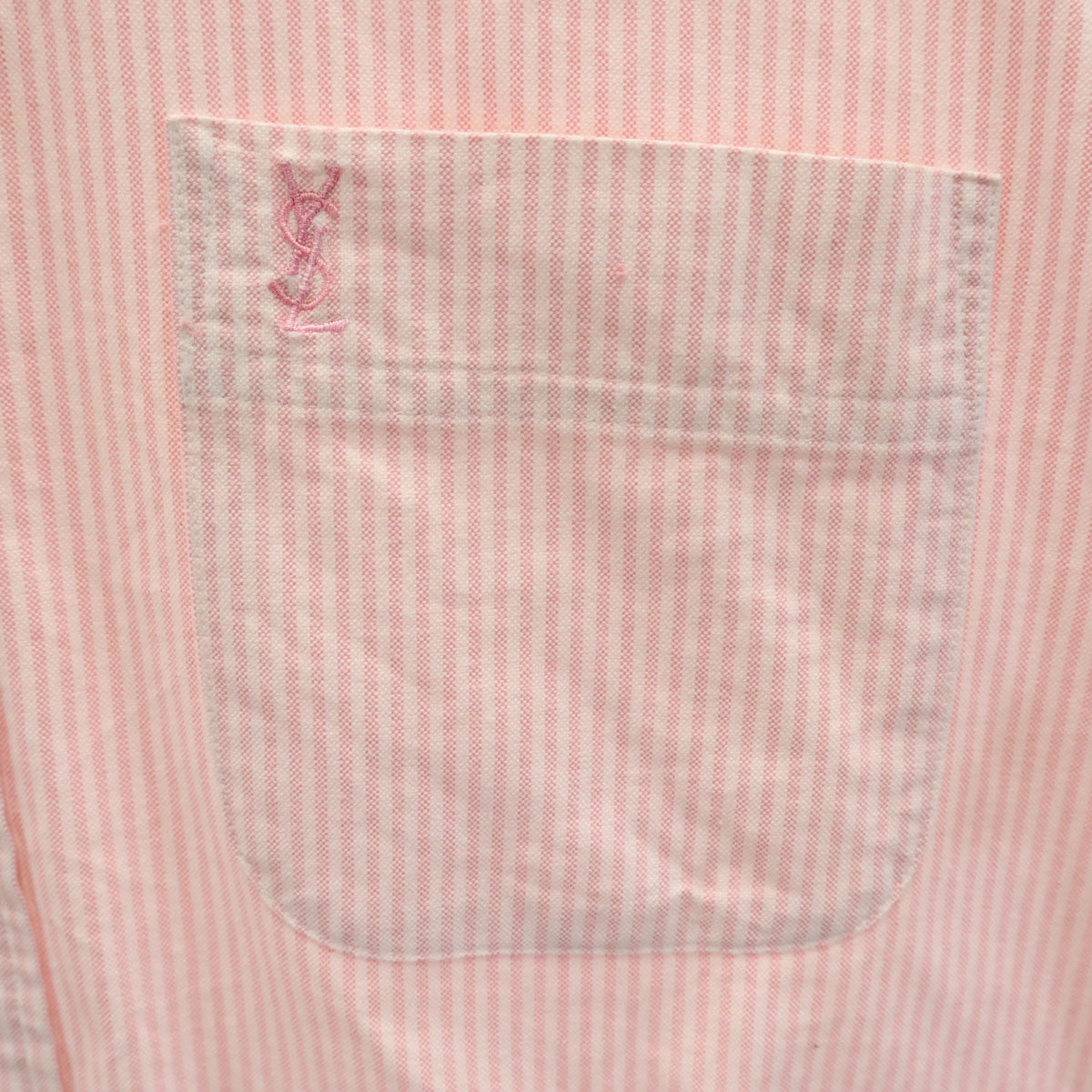 YVES SAINT LAURENT イヴサンローラン 90s オールド ストライプ柄 長袖 オックスフォード ボタンダウンシャツ L ピンク メンズ