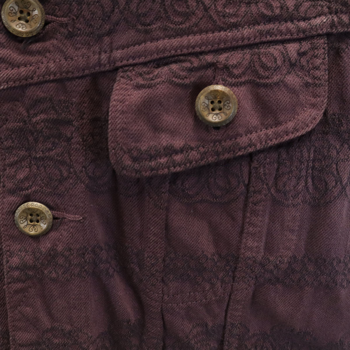 SHAREEF シャリーフ 日本製 総柄 トラッカー ジャケット 1 ボルドー メンズ