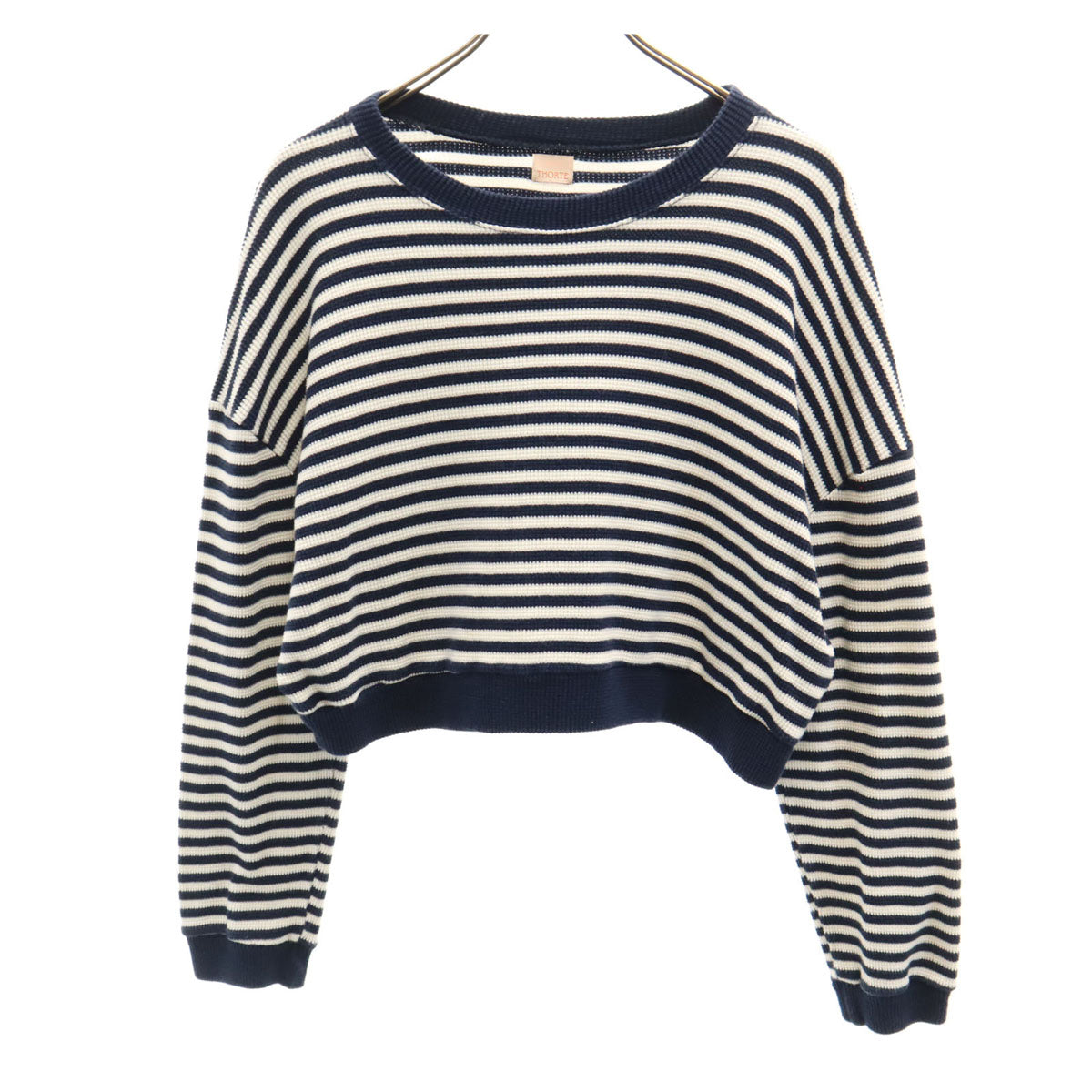 ソルテ ボーダー柄 長袖 ショート丈 ニット ネイビー セーター レディース