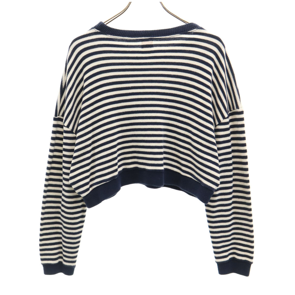 ソルテ ボーダー柄 長袖 ショート丈 ニット ネイビー セーター レディース