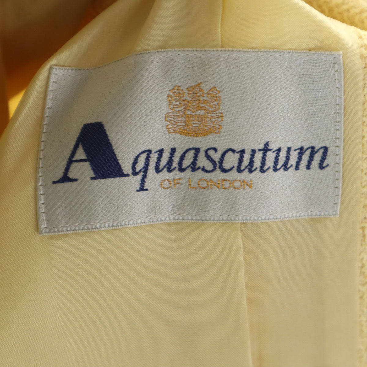 Aquascutum アクアスキュータム ウールブレンド 日本製 スカートスーツ 上下 セットアップ 9 イエロー レディース