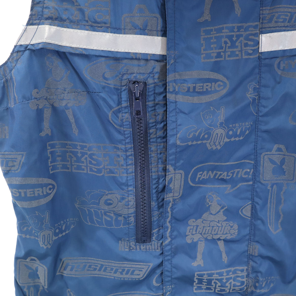 HYSTERICS ヒステリックス 総柄 ノースリーブ ナイロン ベスト 上下 セットアップ free ブルー NP10113 ON61215 アウトドア メンズ
