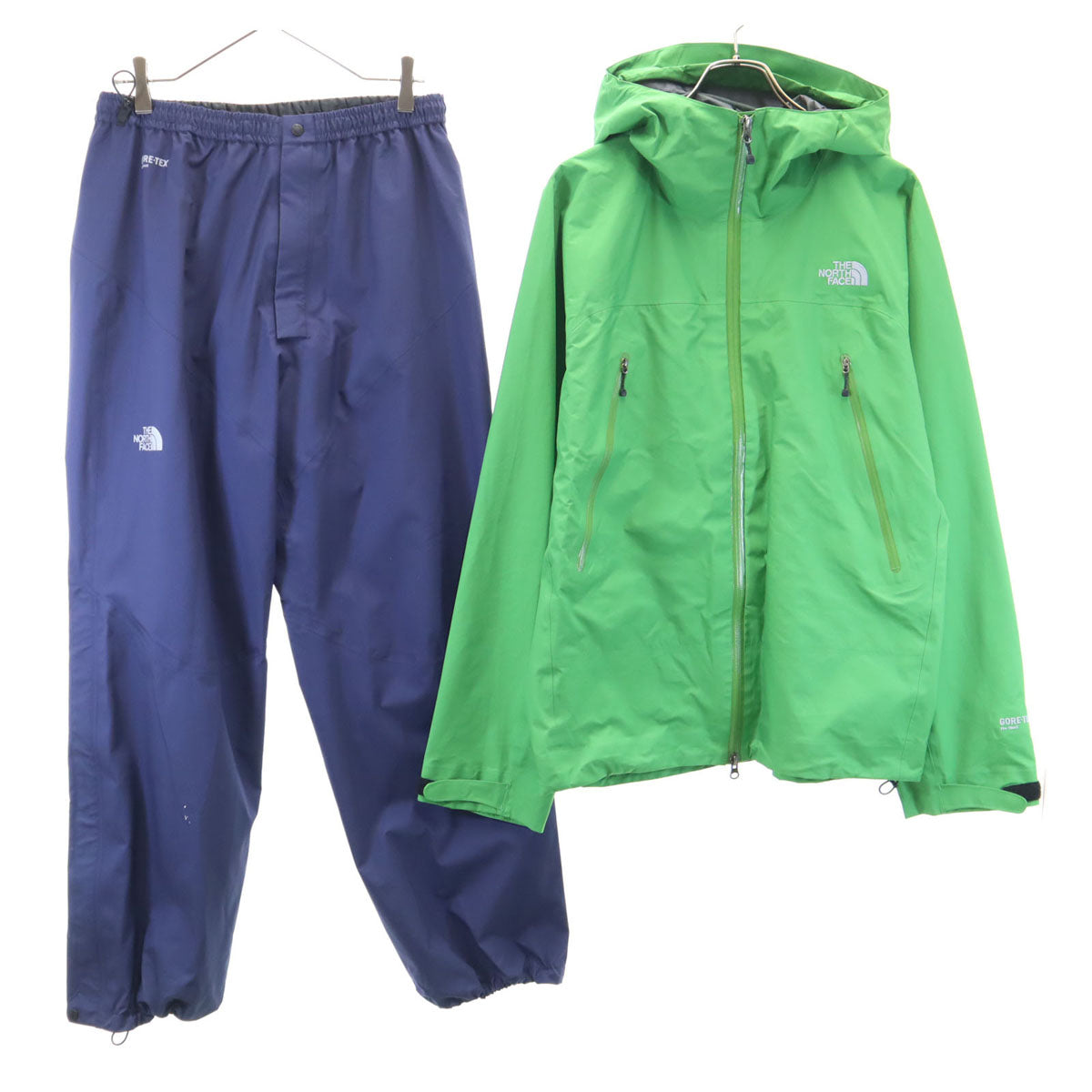 THE NORTH FACE ザノースフェイス GORE-TEX ナイロンジャケット 上下 セットアップ L グリーン メンズ