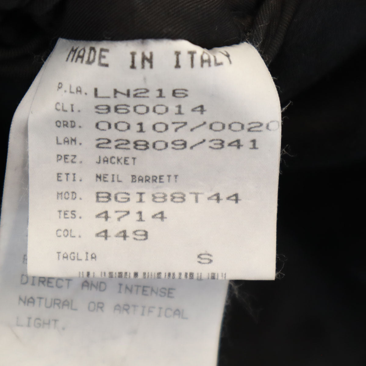 NEIL BARRETT ニールバレット イタリア製 ハンドステッチ テーラードジャケット S ブラック メンズ